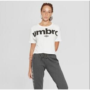 Umbro Women's Crew Neck Short Sleeve White Sports Training Logo T-Shirt Small